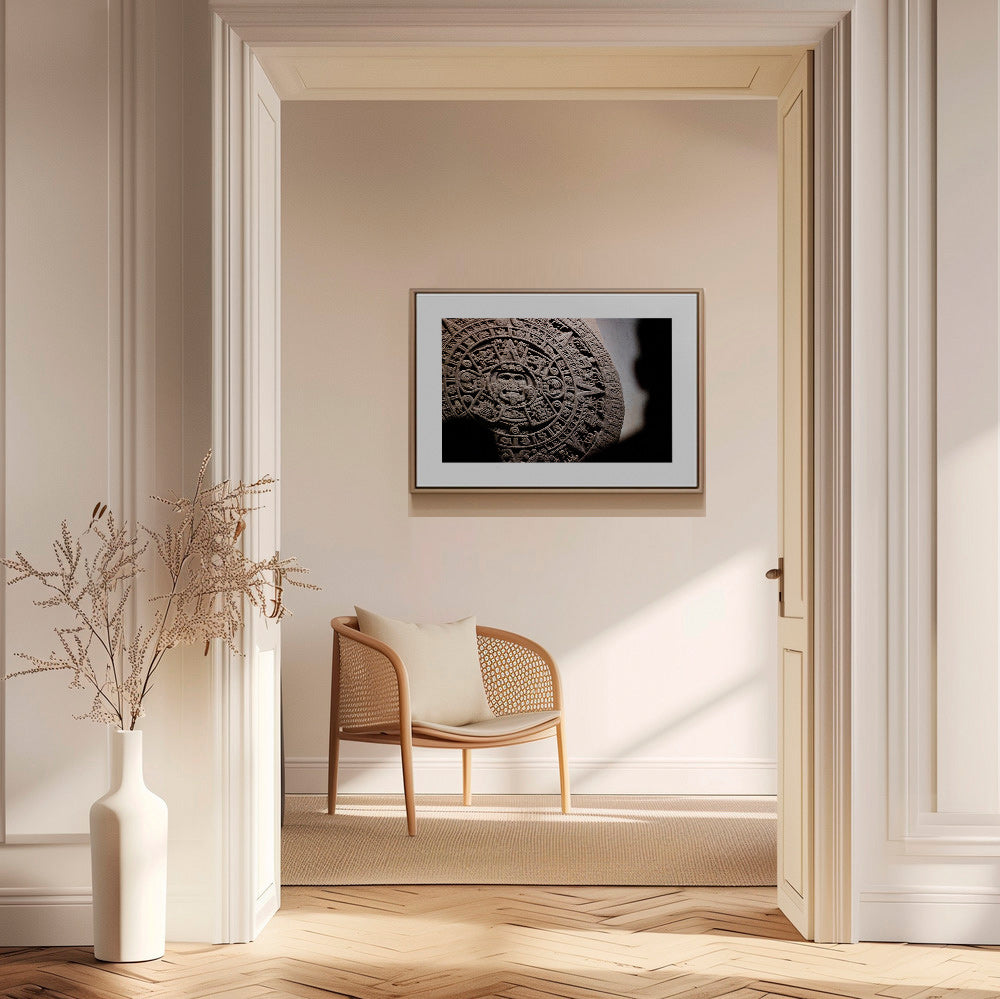 Fotografi af aztekisk kalender i relief