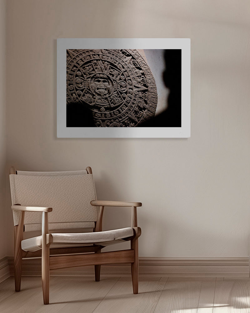 Fotografi af aztekisk kalender i relief