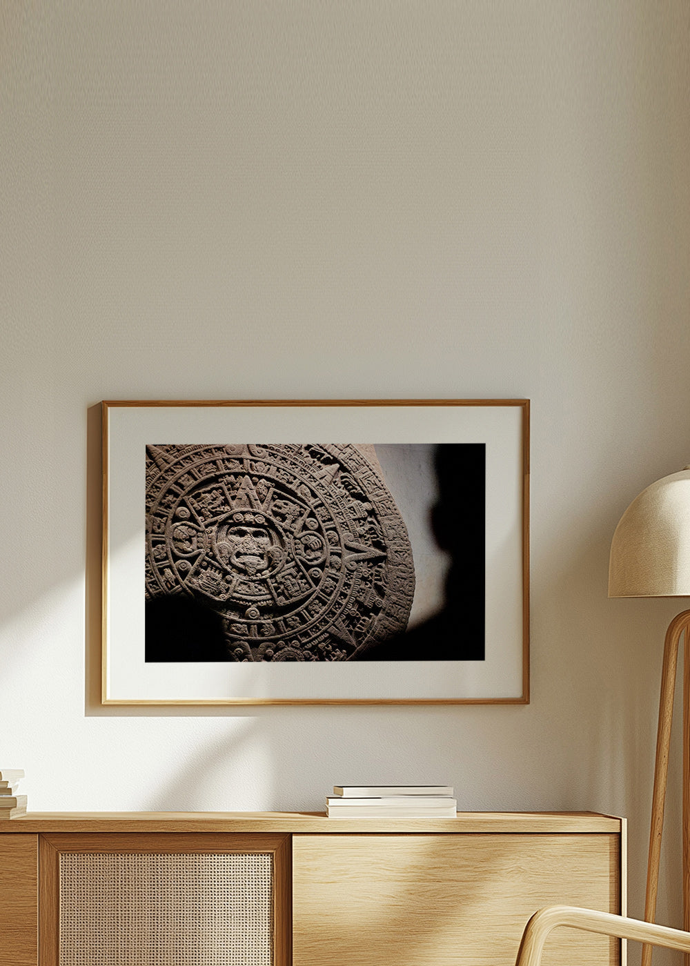 Fotografi af aztekisk kalender i relief