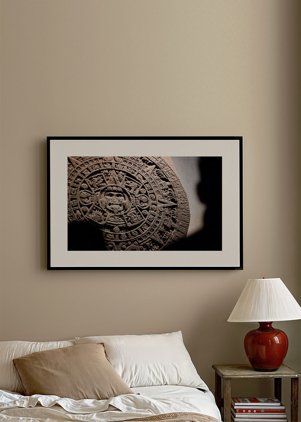 Fotografi af aztekisk kalender i relief