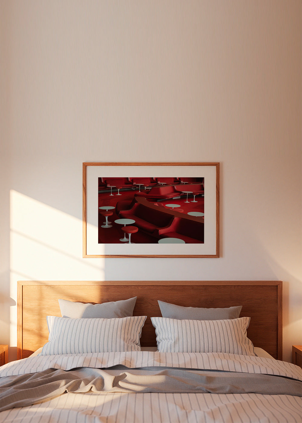 Rød lounge-fotografi med buede sæder