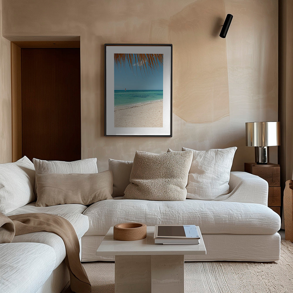 Landskab: caribisk strand med palme