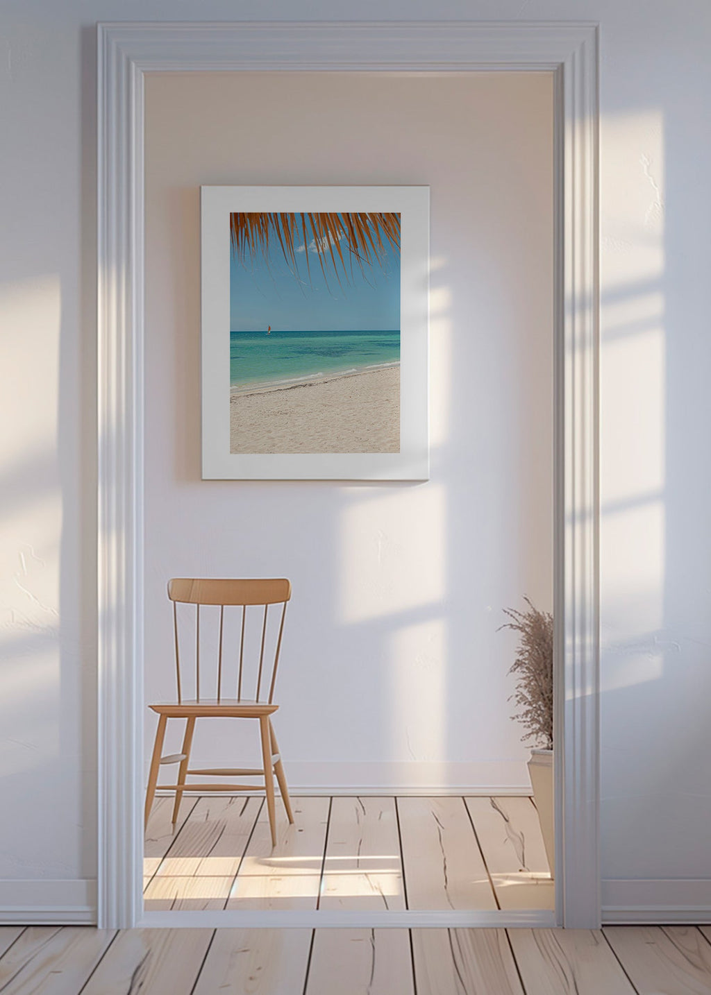 Landskab: caribisk strand med palme