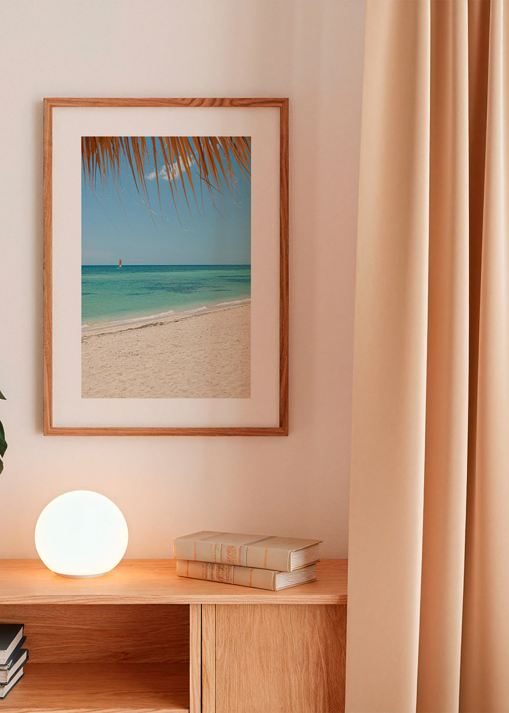 Landskab: caribisk strand med palme
