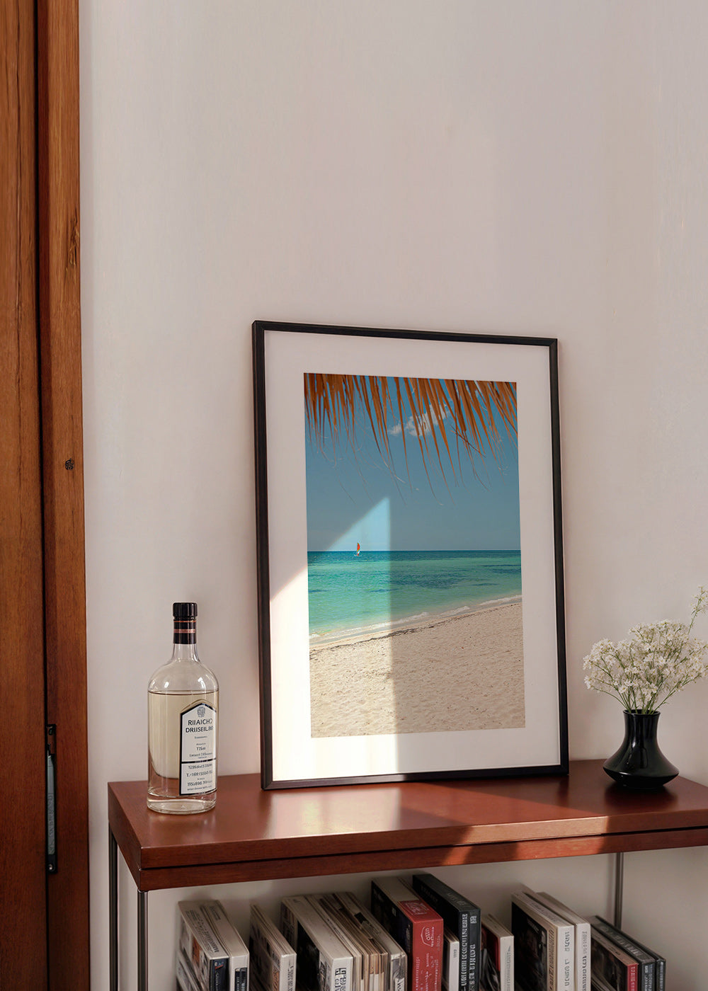 Landskab: caribisk strand med palme