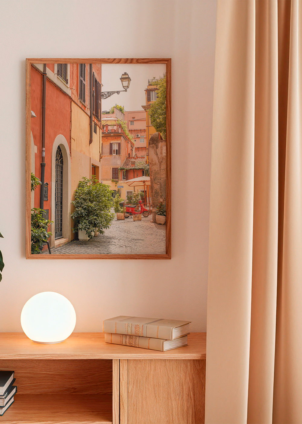 Køkkenkunst: Trastevere-gade med rød scooter – Product2