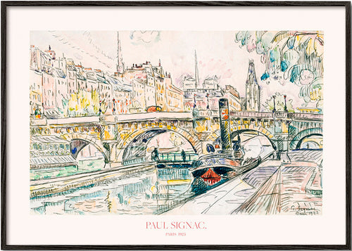 Køkkenkunst: Pont Neuf slæbebåd i blæk og vandfarve – Black Frame