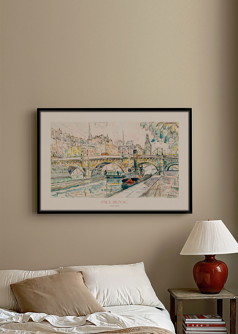 Køkkenkunst: Pont Neuf slæbebåd i blæk og vandfarve – Canvas1