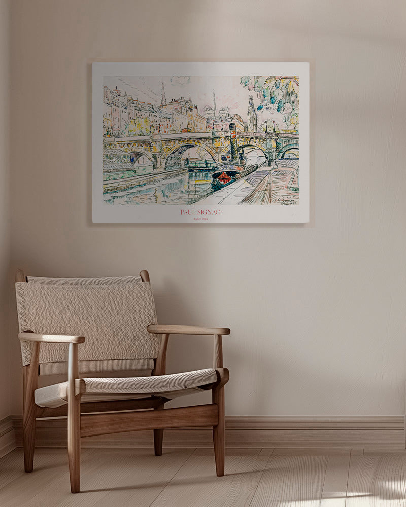 Køkkenkunst: Pont Neuf slæbebåd i blæk og vandfarve – Canvas
