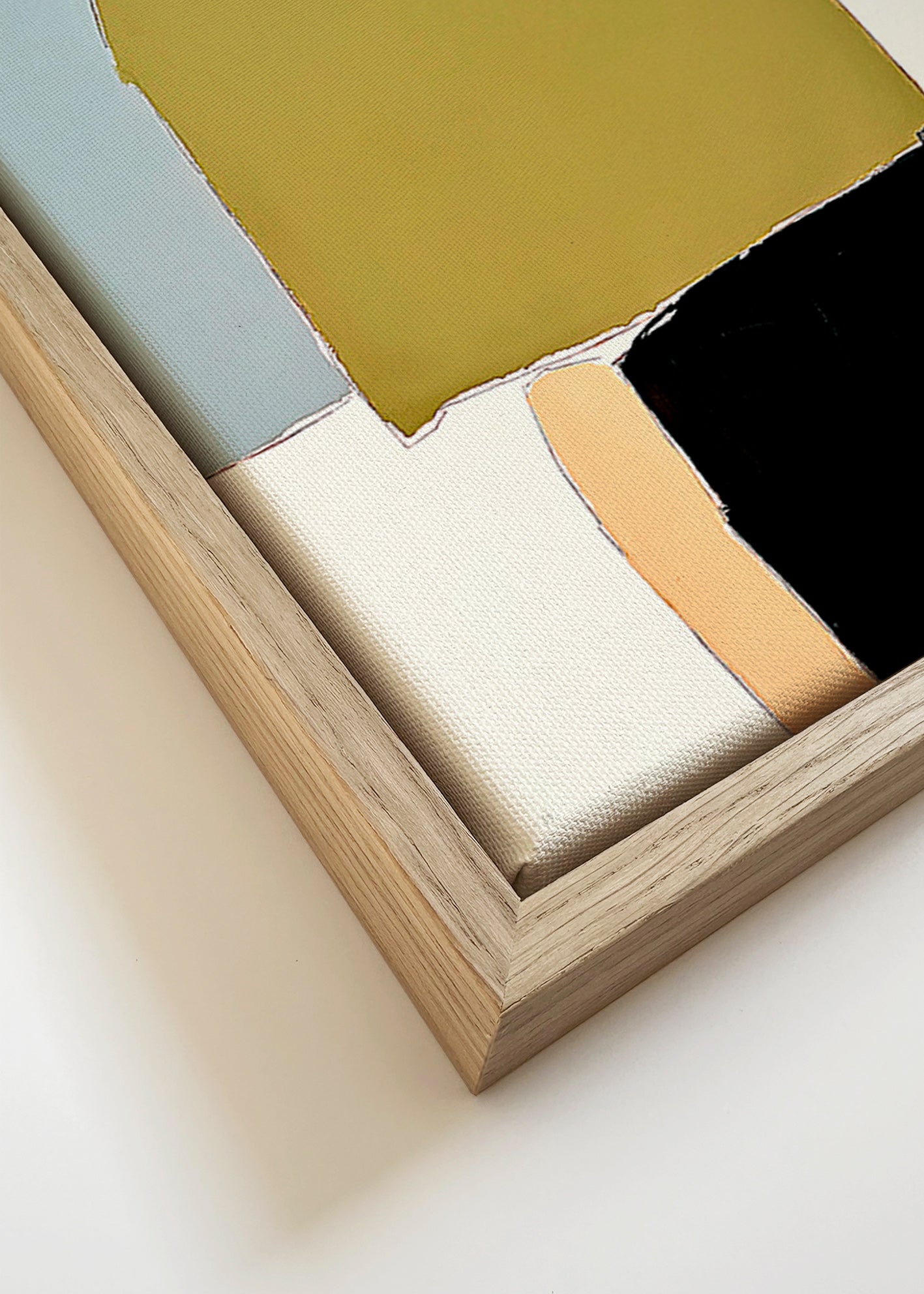 Abstrakt maleri med organiske blokke – Canvas detail