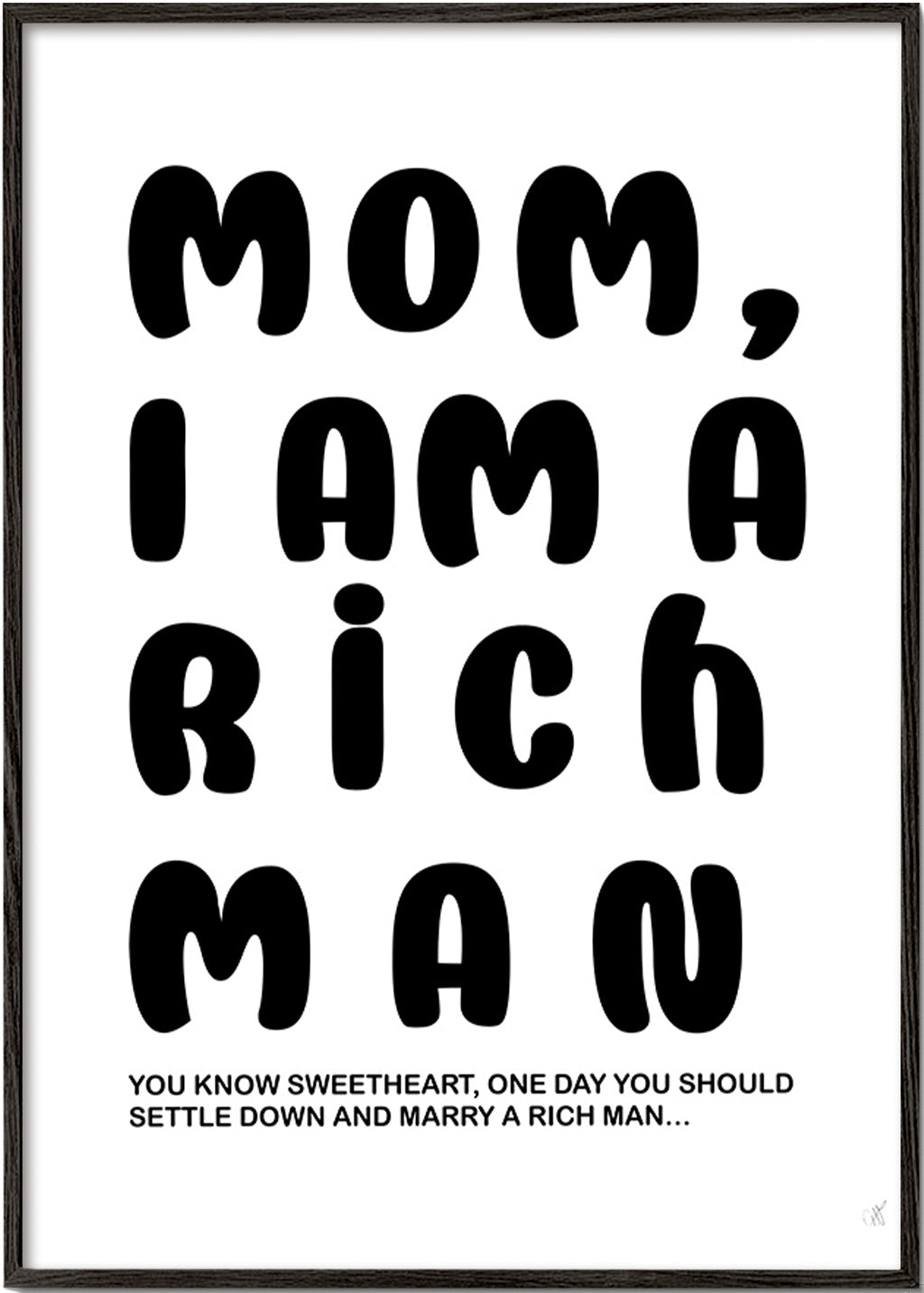 Typografisk illustration med humoristisk tekst – Black Frame