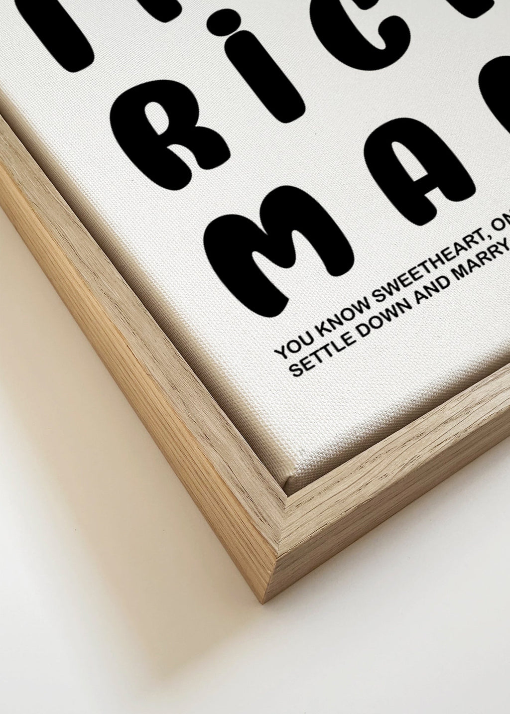 Typografisk illustration med humoristisk tekst – Canvas detail