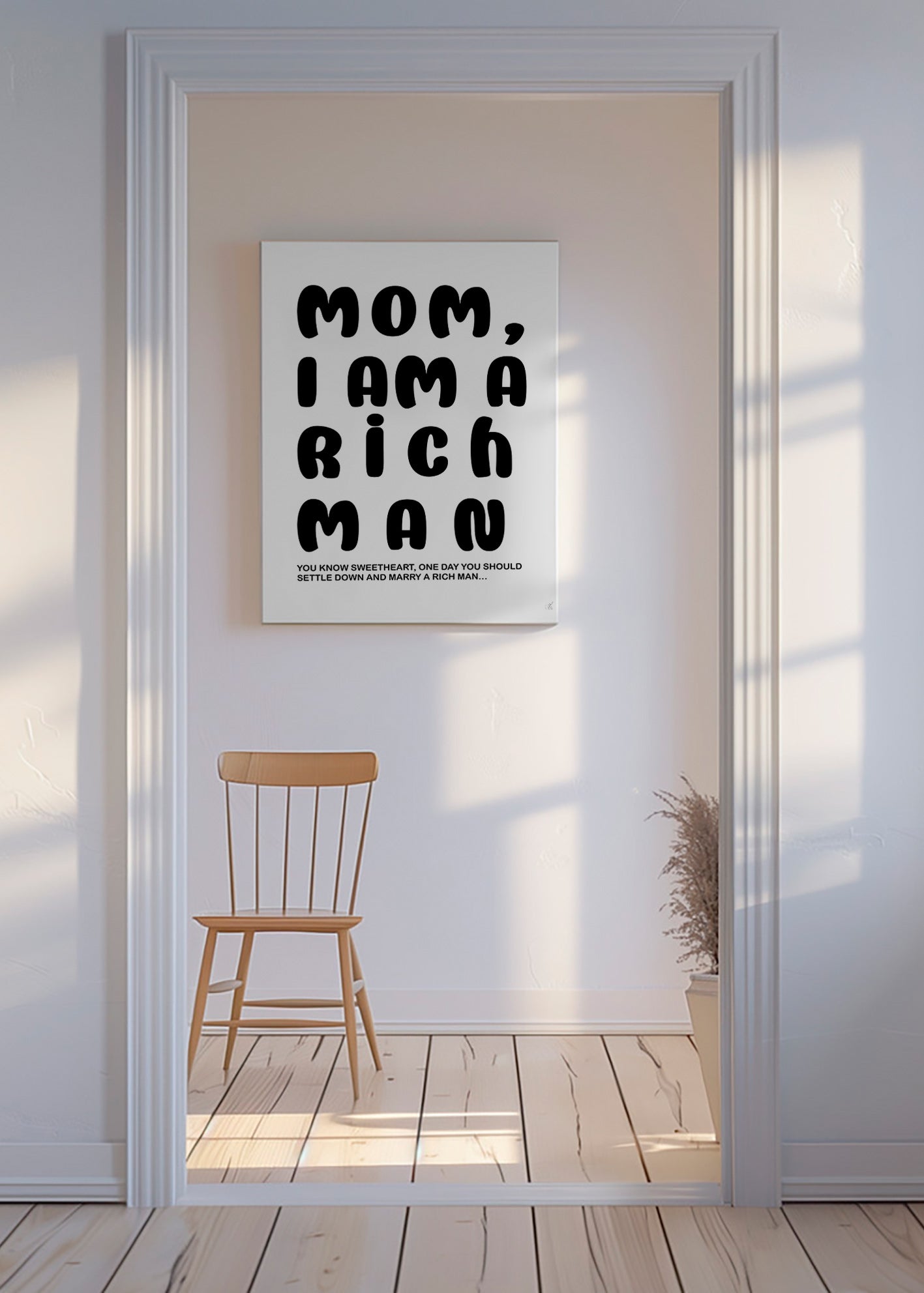 Typografisk illustration med humoristisk tekst – Canvas