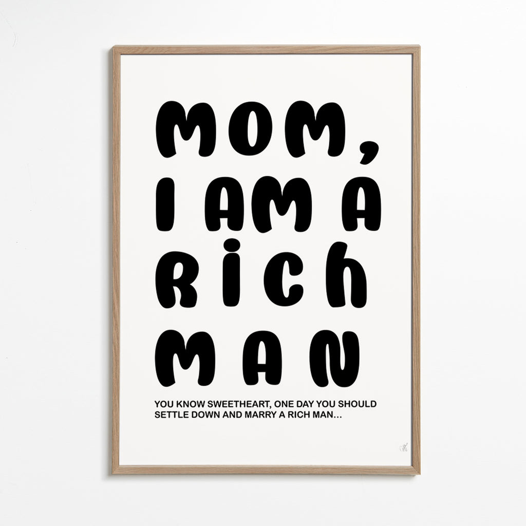 Typografisk illustration med humoristisk tekst – Oak Frame