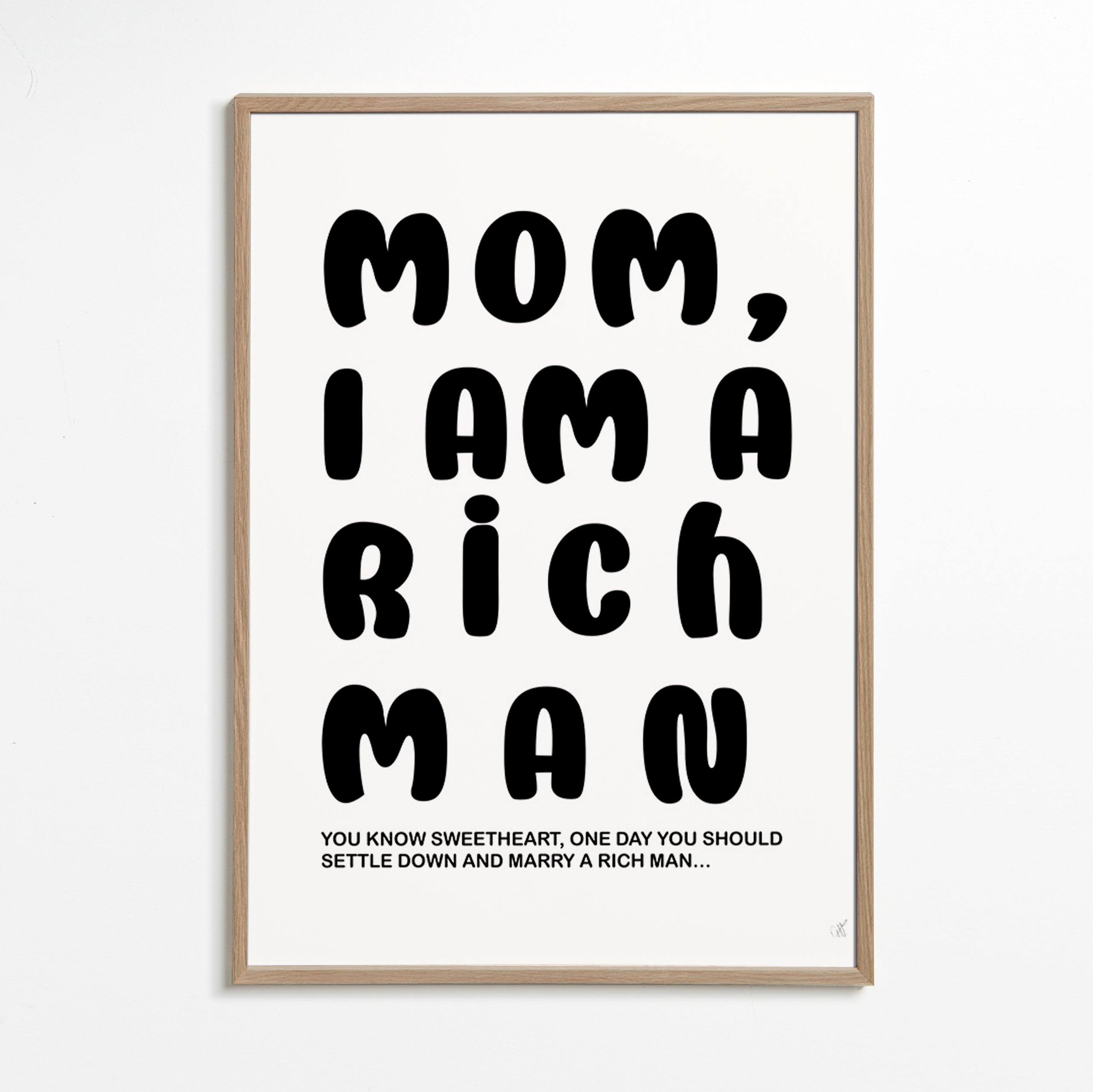 Typografisk illustration med humoristisk tekst – Oak Frame