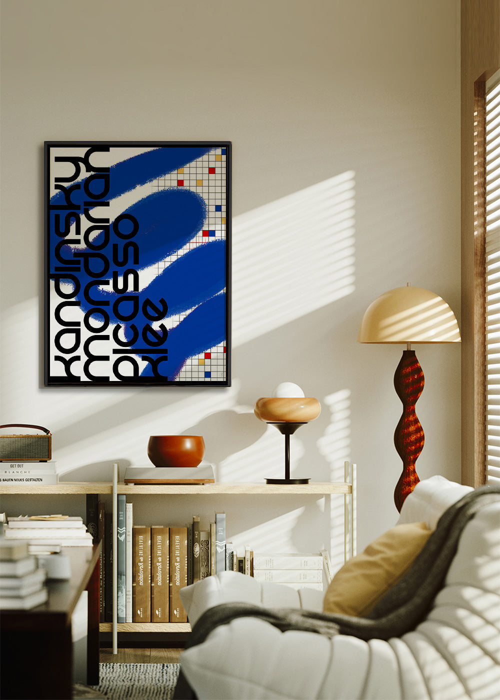Abstrakt kunst med blå strøg – Canvas2