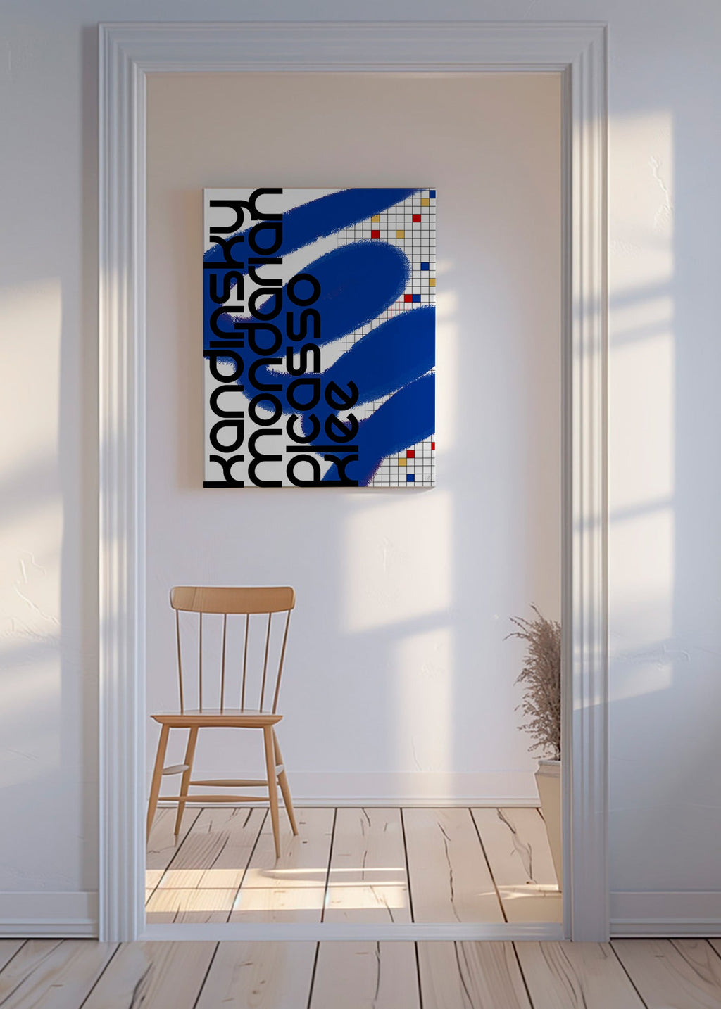Abstrakt kunst med blå strøg – Canvas