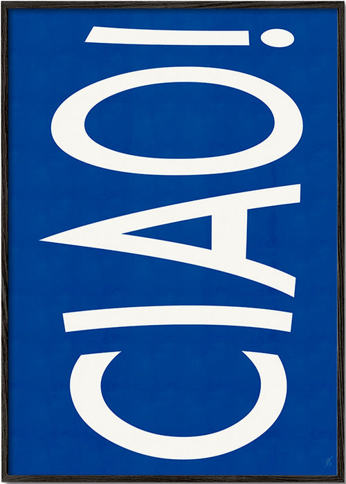 Typografi-kunst 'CIAO' i blå – Black Frame