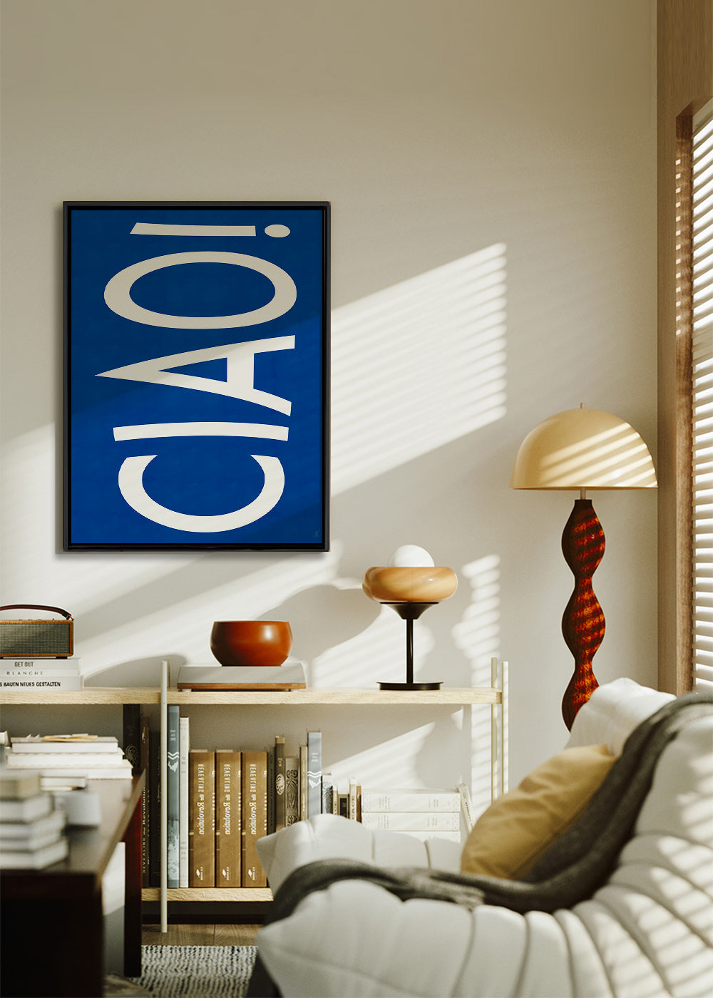 Typografi-kunst 'CIAO' i blå – Canvas1