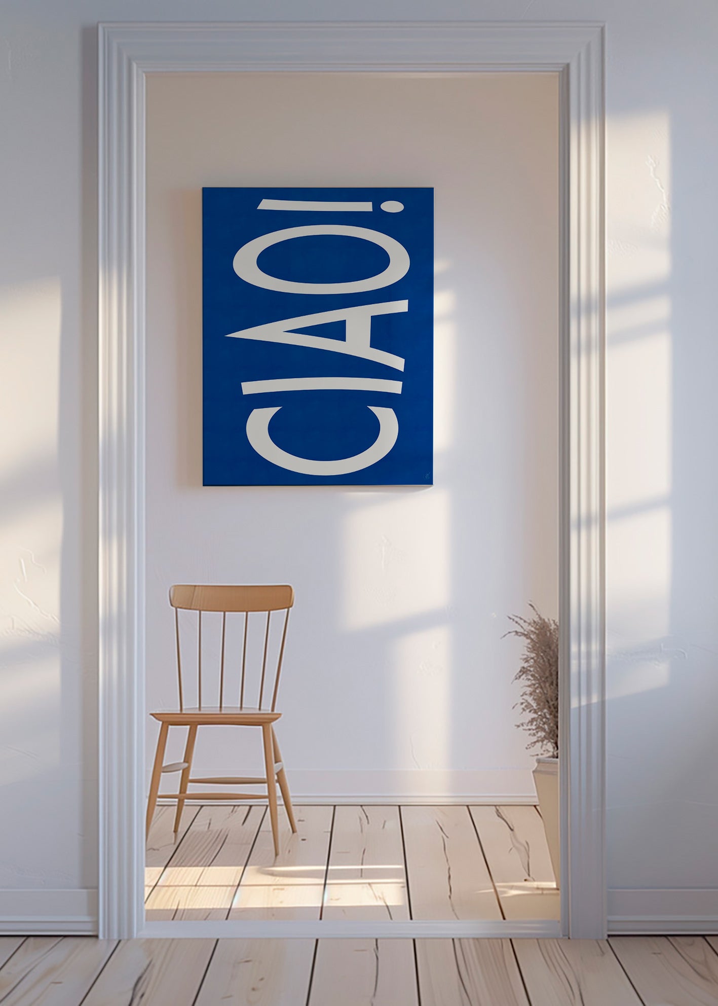 Typografi-kunst 'CIAO' i blå – Canvas