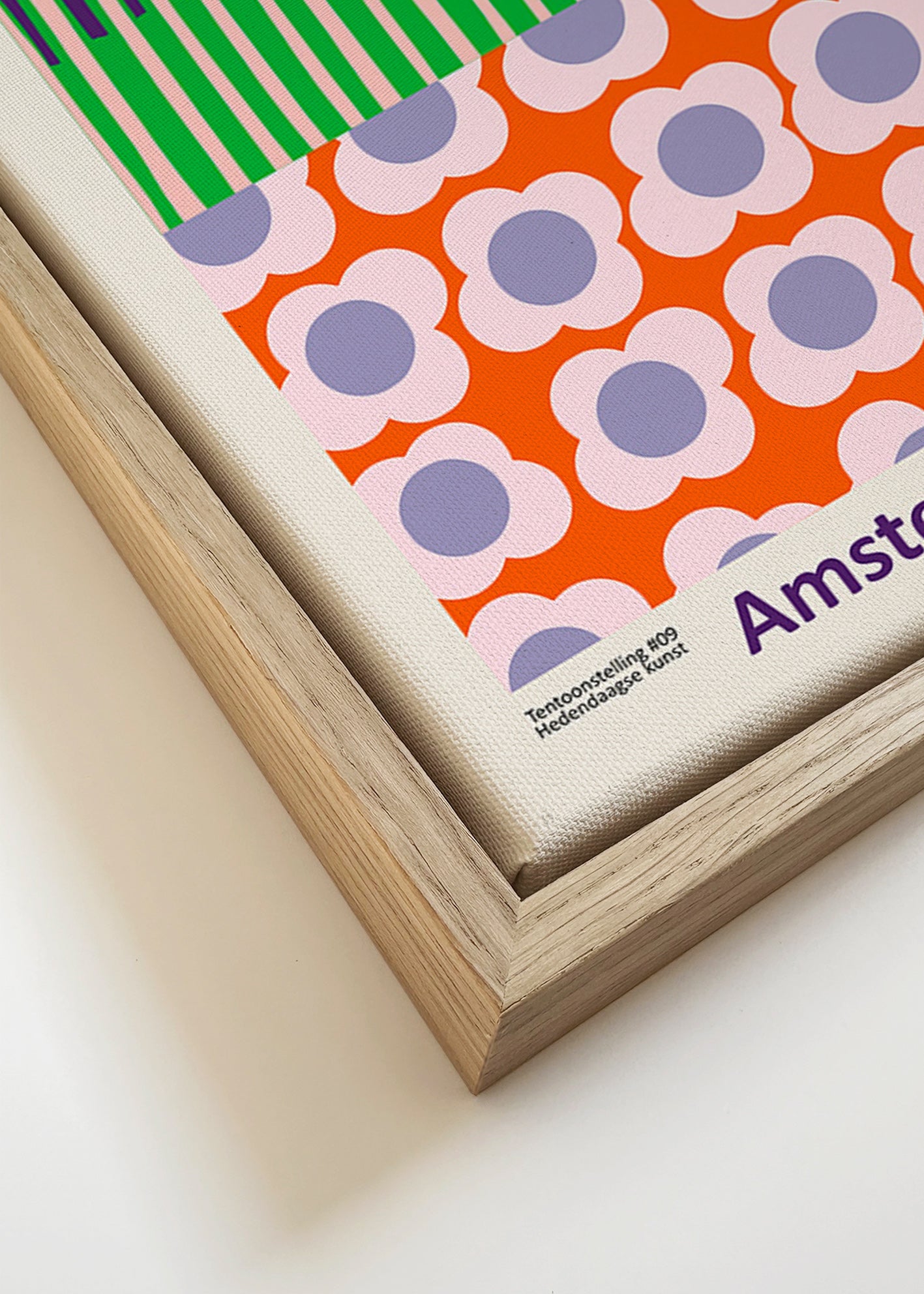 Rejseplakat Amsterdam med grafisk blomsterprint – Canvas detail