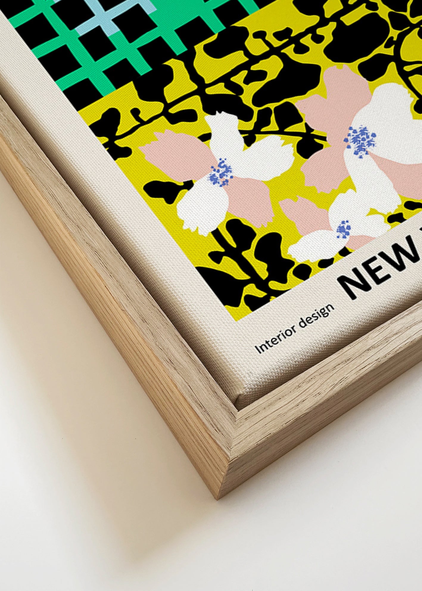 Byplakat: New York typografisk med blomstermotiver – Canvas detail
