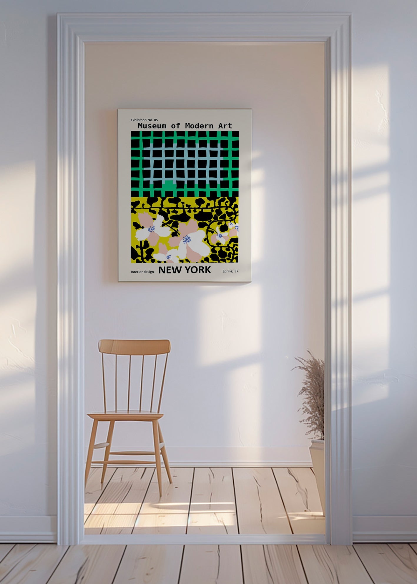 Byplakat: New York typografisk med blomstermotiver – Canvas