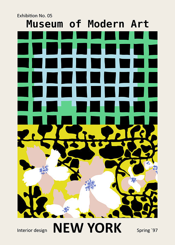 Byplakat: New York typografisk med blomstermotiver