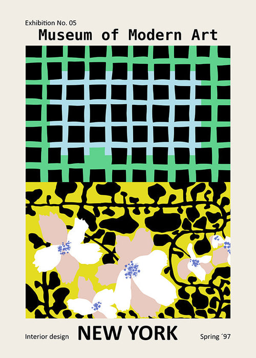 Byplakat: New York typografisk med blomstermotiver