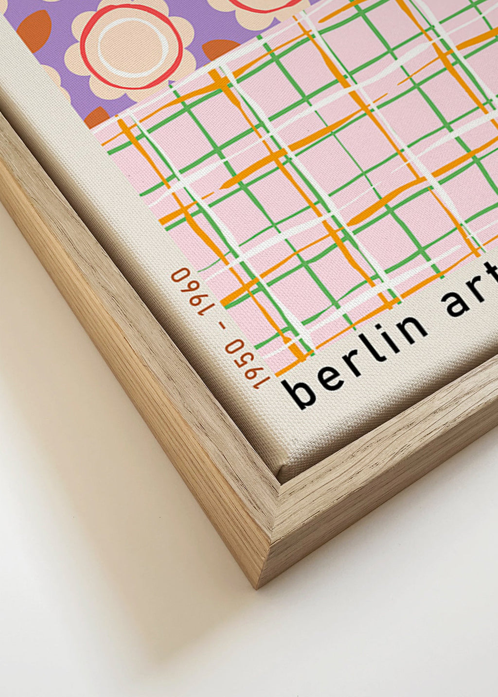 Pop-art blomsterillustration med gitter – Canvas detail