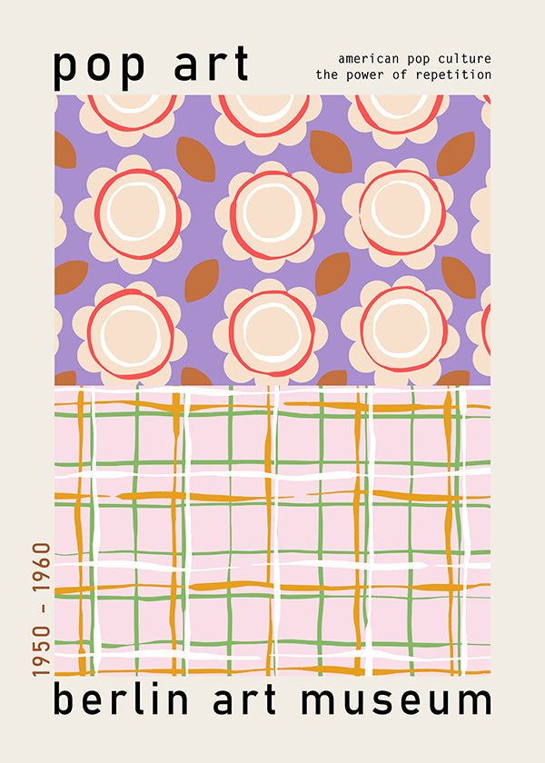 Pop-art blomsterillustration med gitter