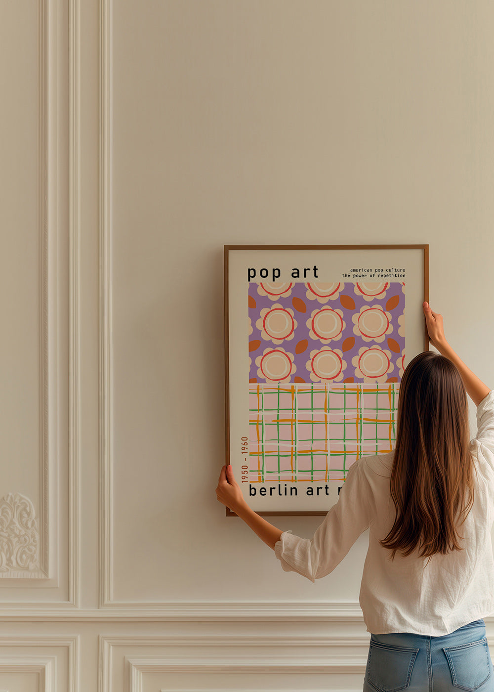 Pop-art blomsterillustration med gitter – Product2