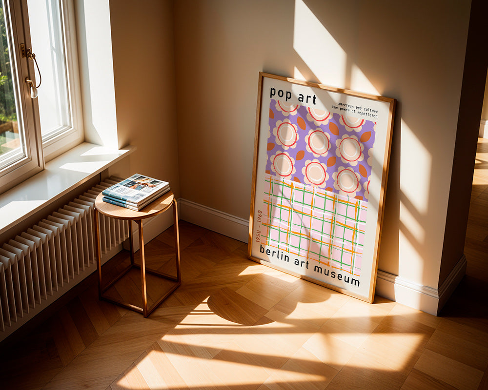 Pop-art blomsterillustration med gitter – Product3