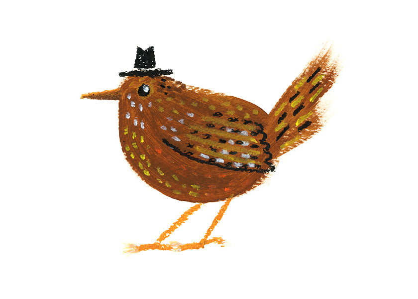 Billede fugl med lille cowboyhat