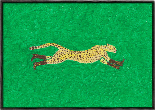 Løbende gepard på grøn baggrund – Black Frame