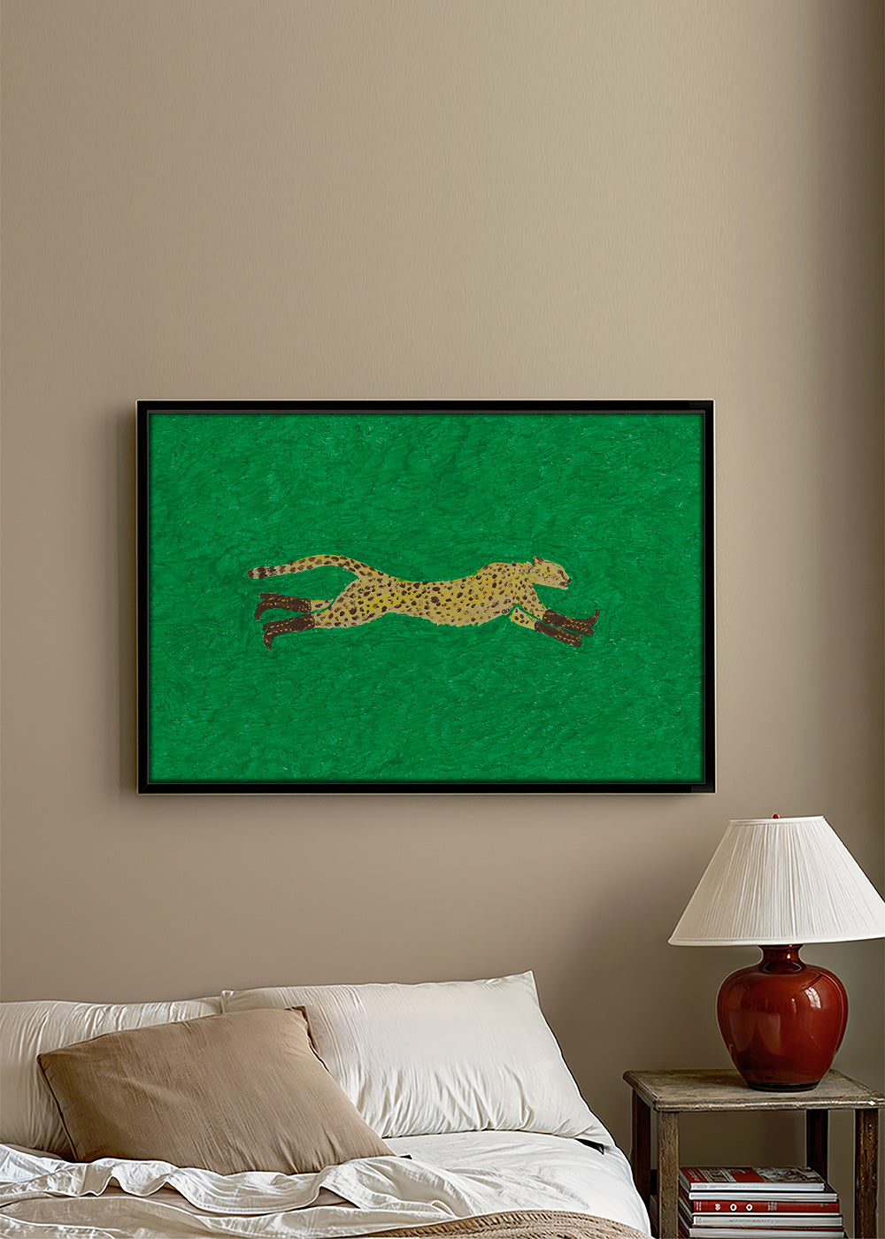 Løbende gepard på grøn baggrund – Canvas2