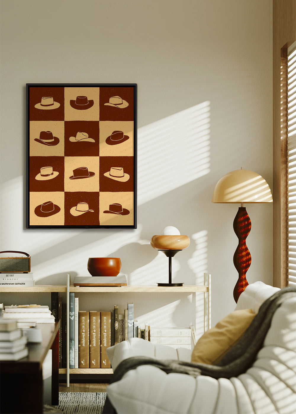 Illustration af cowboyhatte på skakbræt – Canvas2