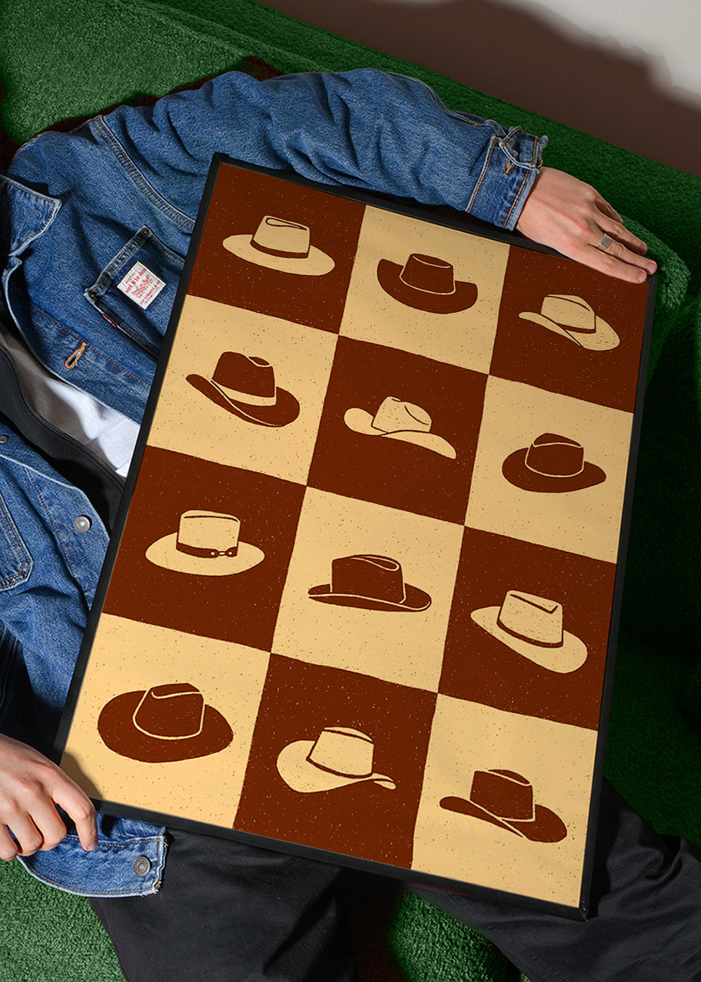 Illustration af cowboyhatte på skakbræt – Product1