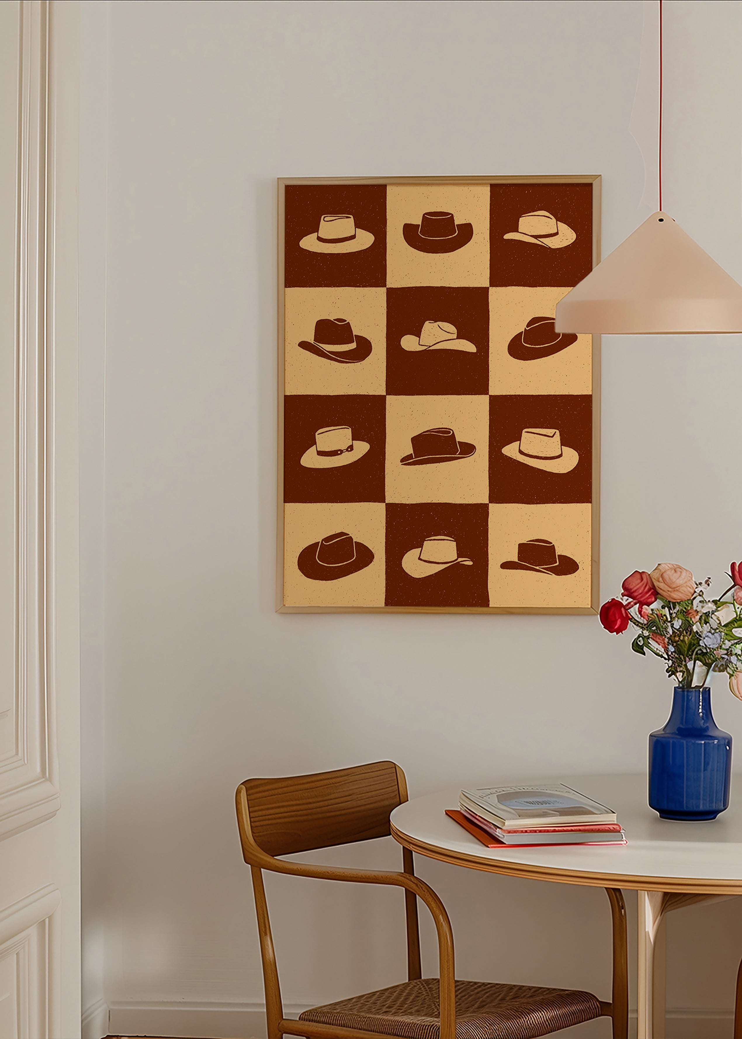 Illustration af cowboyhatte på skakbræt – Product2