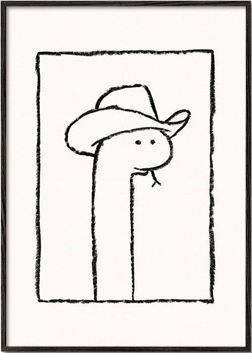 Slangeillustration med hat – Black Frame