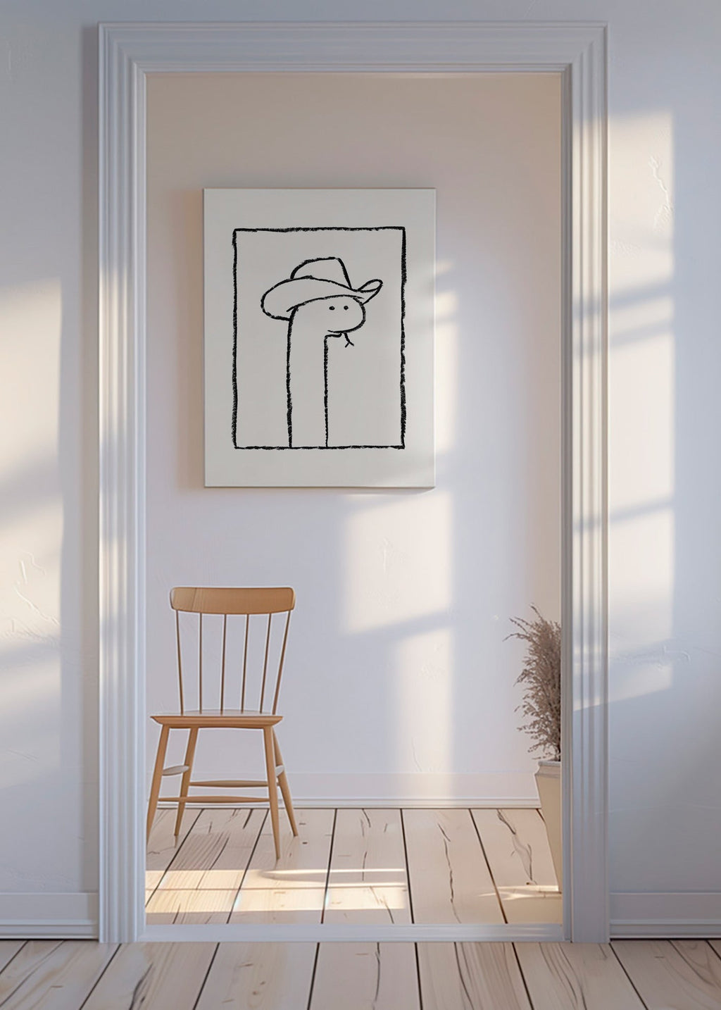 Slangeillustration med hat – Canvas