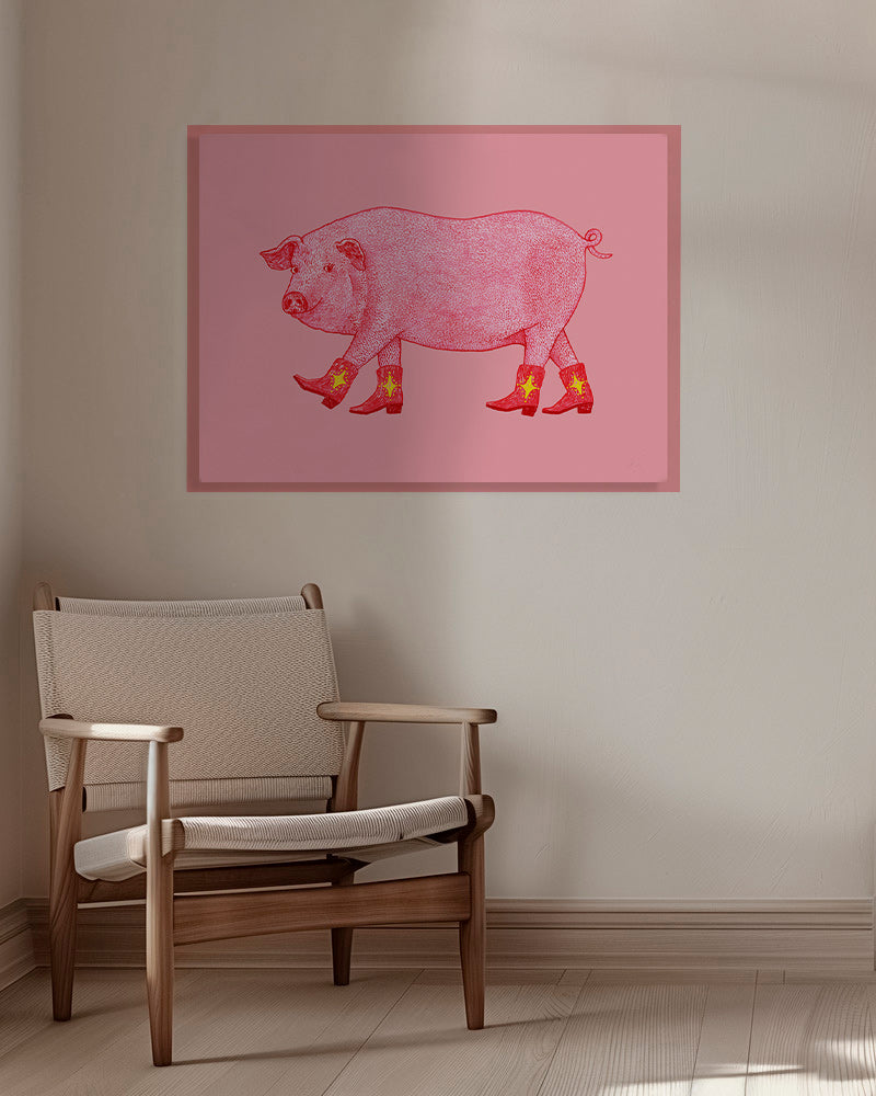 Illustration svin cowgirl – Canvas