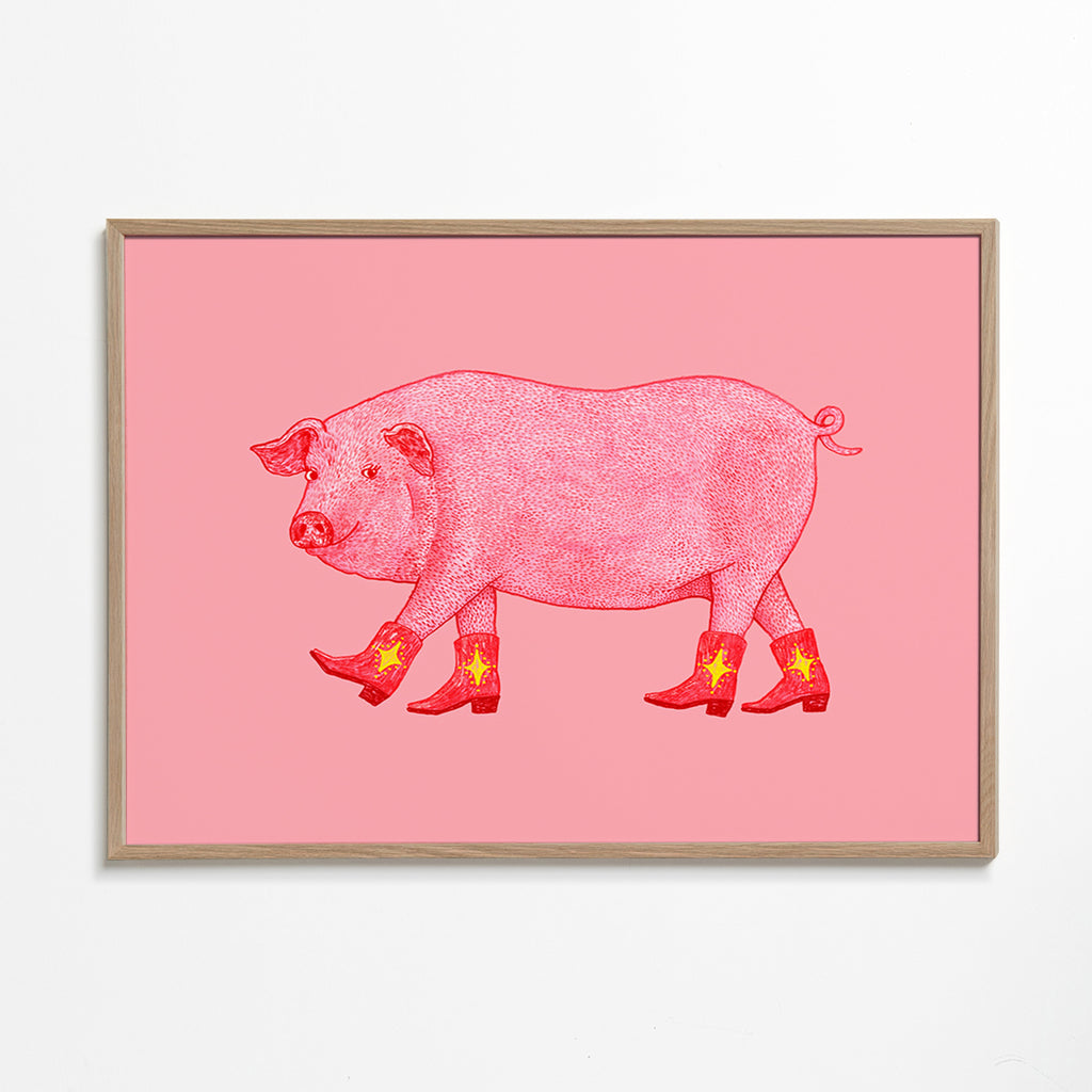 Illustration svin cowgirl – Oak Frame