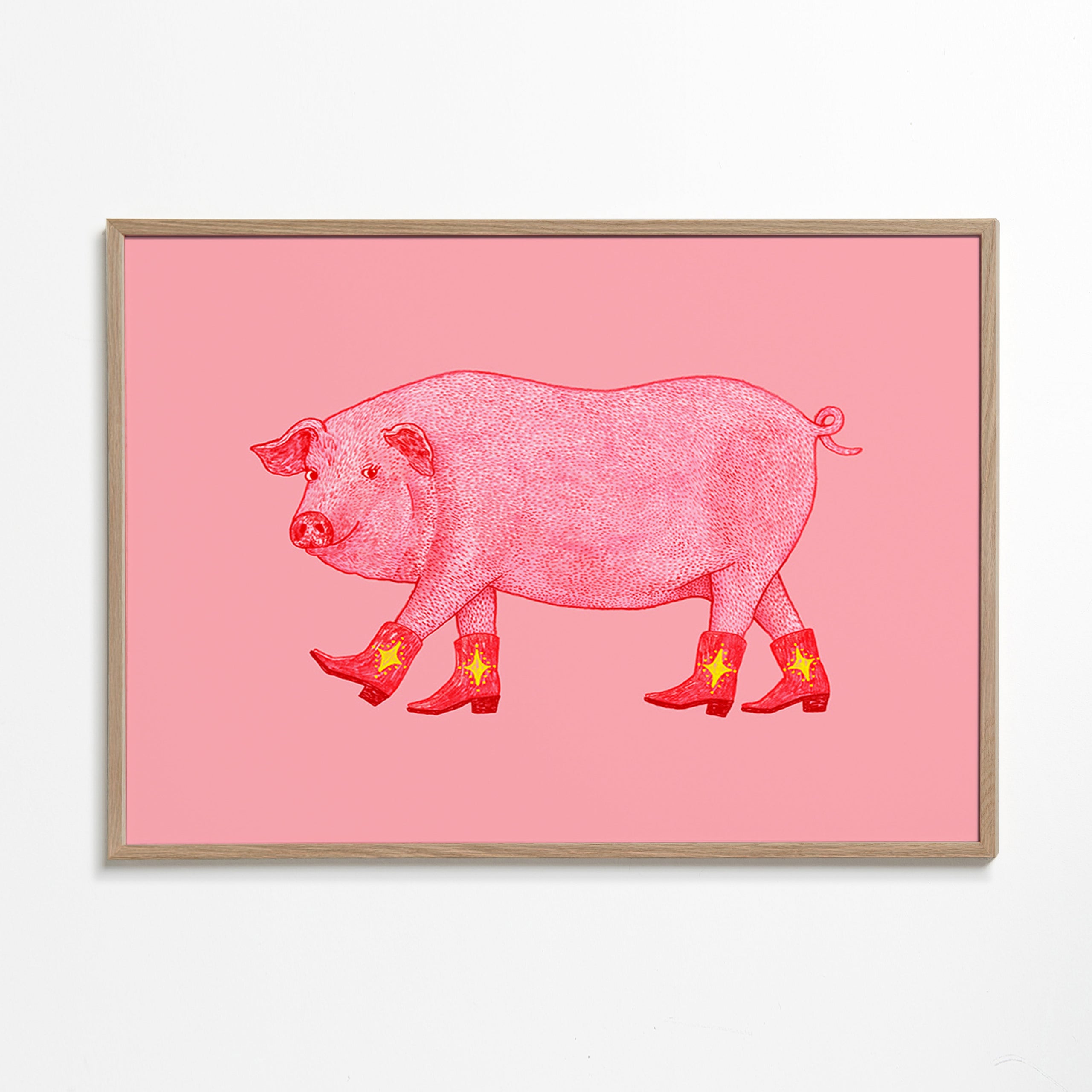 Illustration svin cowgirl – Oak Frame
