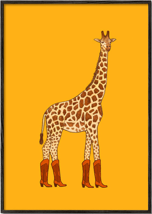 Giraf cowgirl illustration – Black Frame