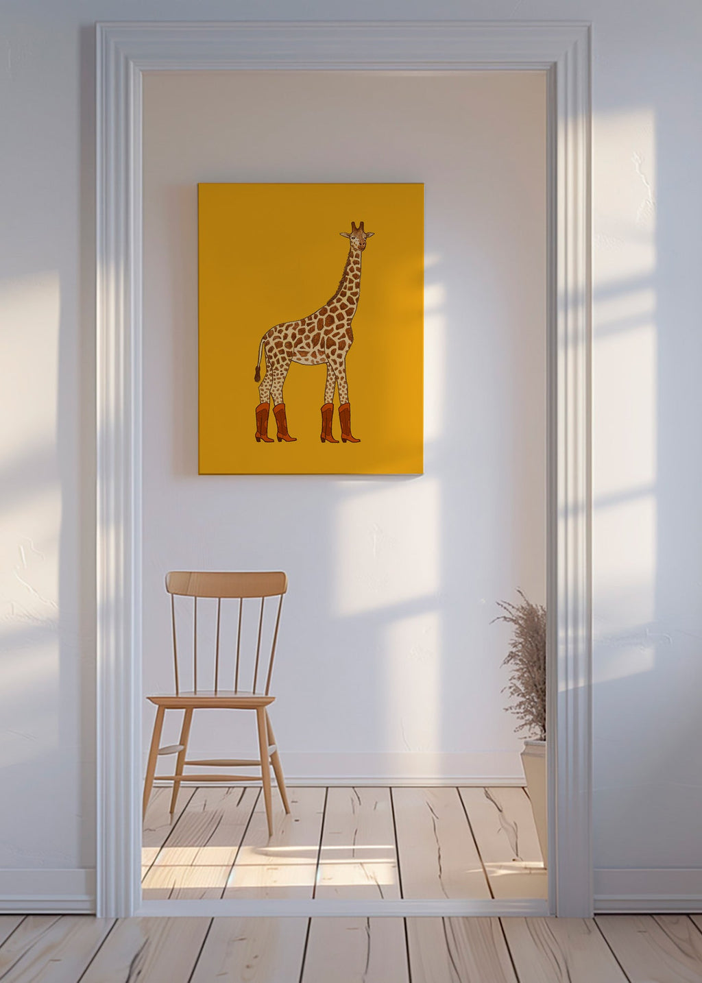 Giraf cowgirl illustration – Canvas