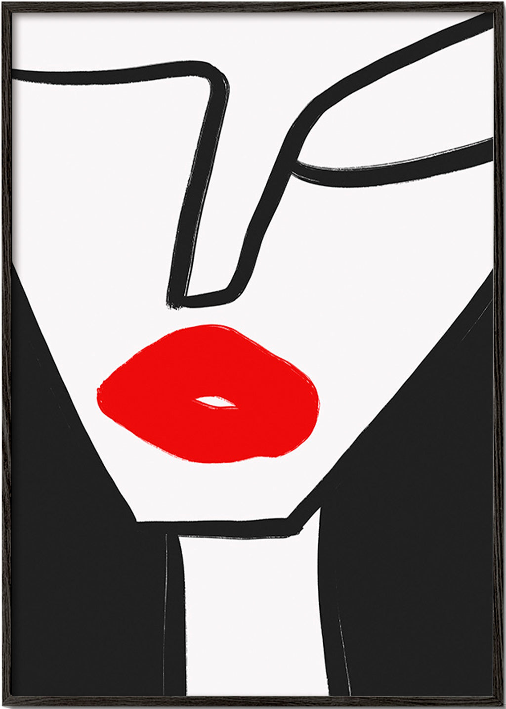 Minimalistisk plakat røde læber profil – Black Frame