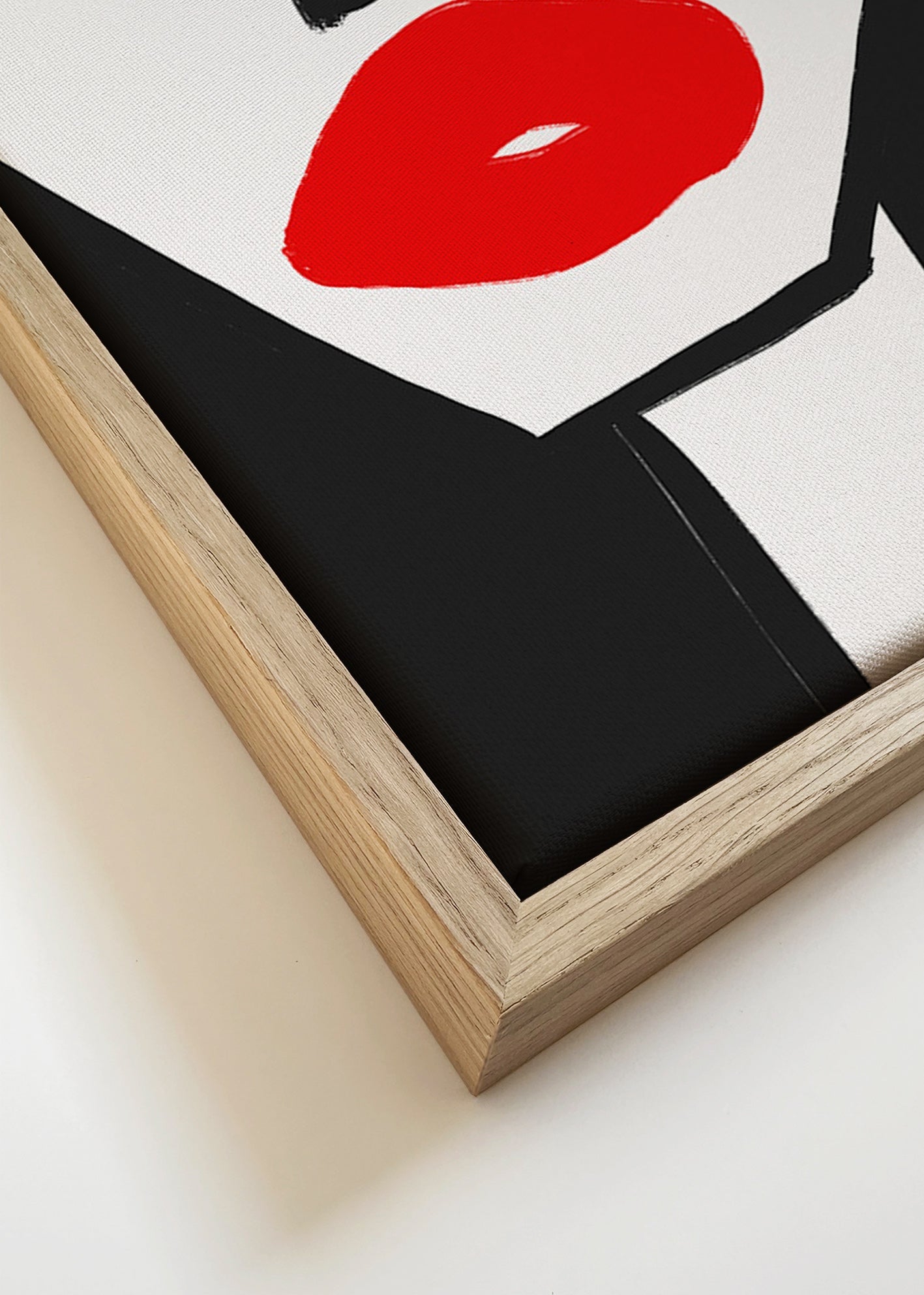 Minimalistisk plakat røde læber profil – Canvas detail