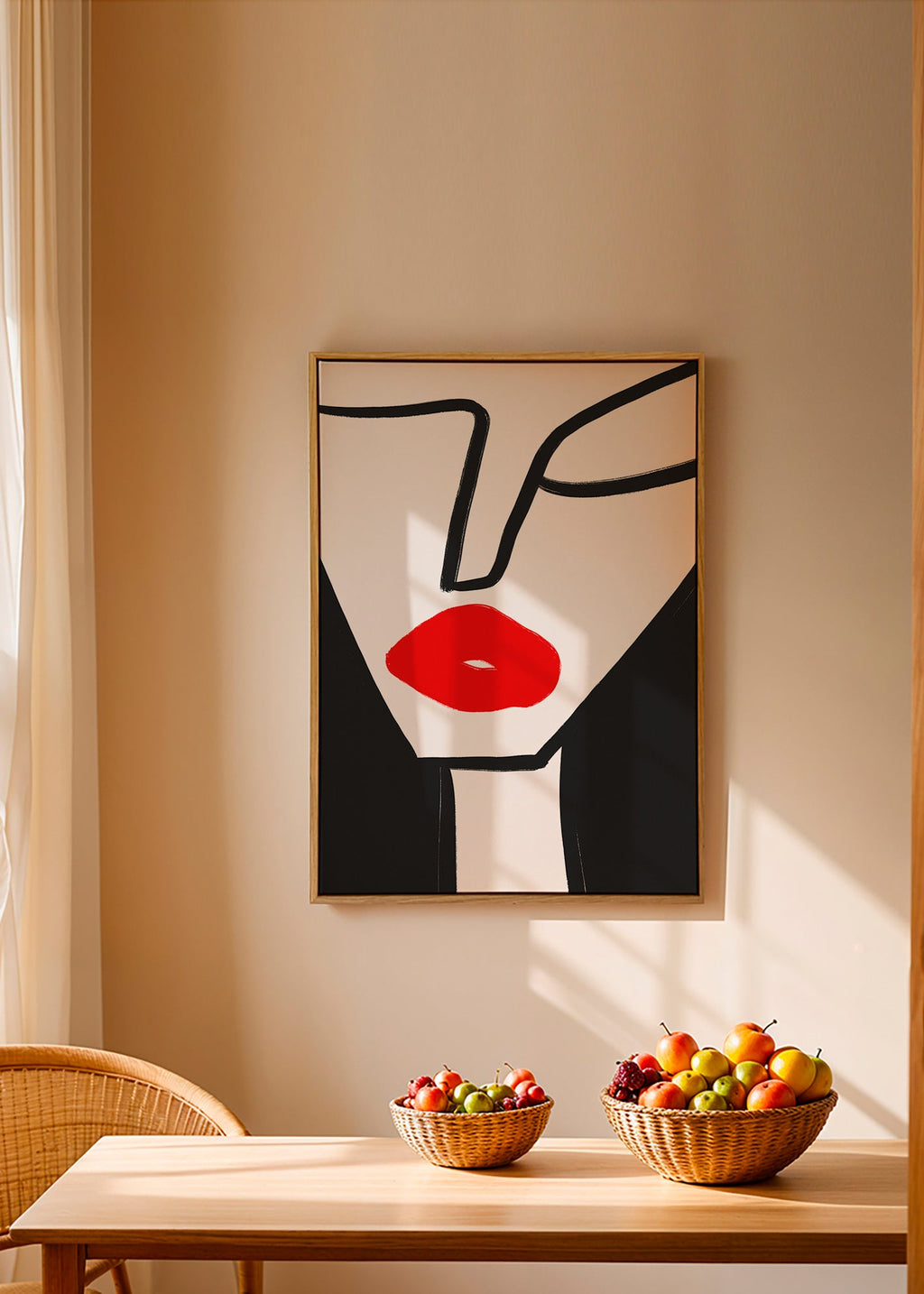 Minimalistisk plakat røde læber profil – Canvas1