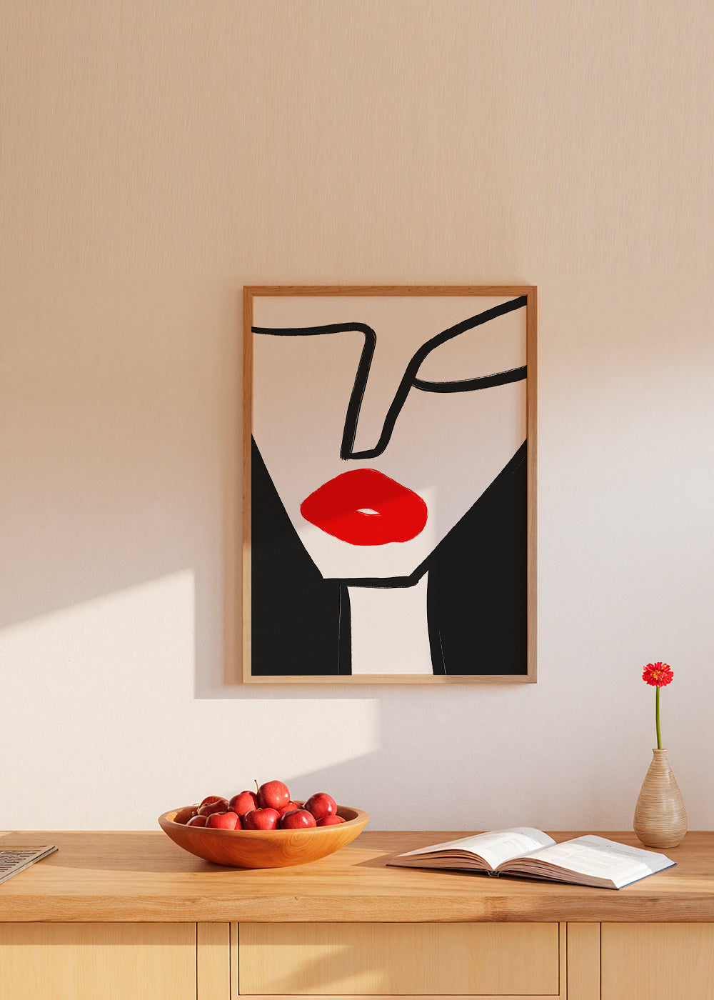 Minimalistisk plakat røde læber profil – Product3